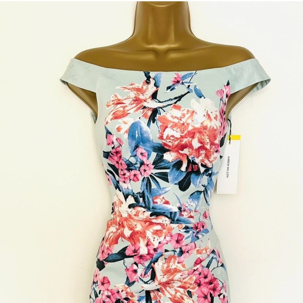 Karen Millen floral dress blue, US 8